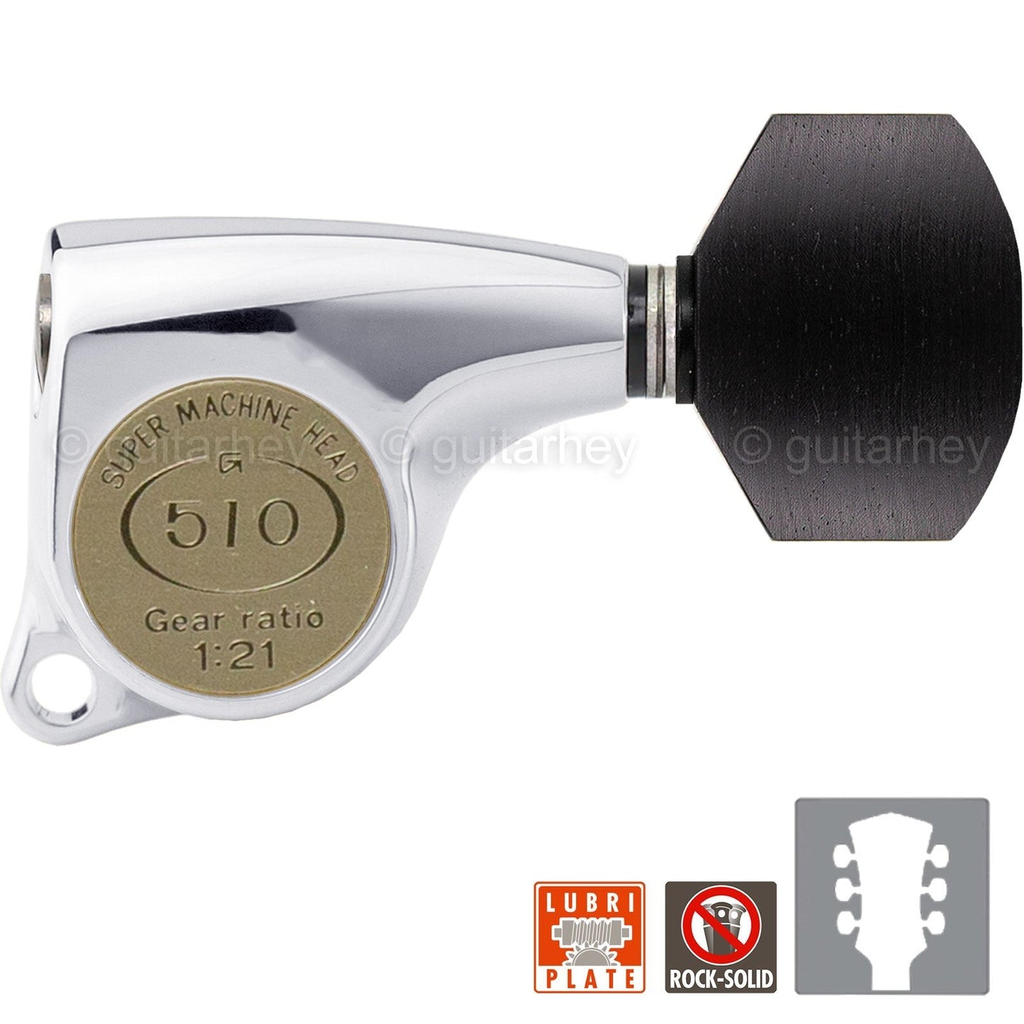 NEW Gotoh SGL510Z-EN07 Tuners w/ SMALL Wood Buttons 1:21 Gear Ratio 3x3 - CHROME