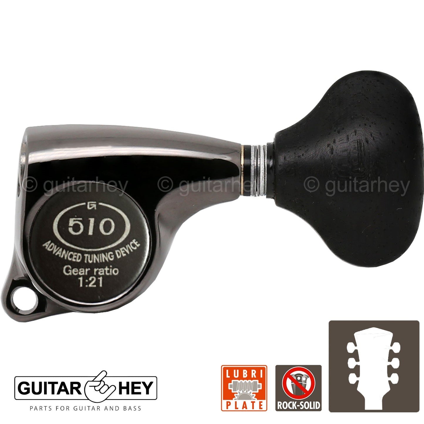 NEW Gotoh SGL510Z-EL5 Set Tuners LARGE Button 1:21 Gear Ratio, 3x3 - COSMO BLACK