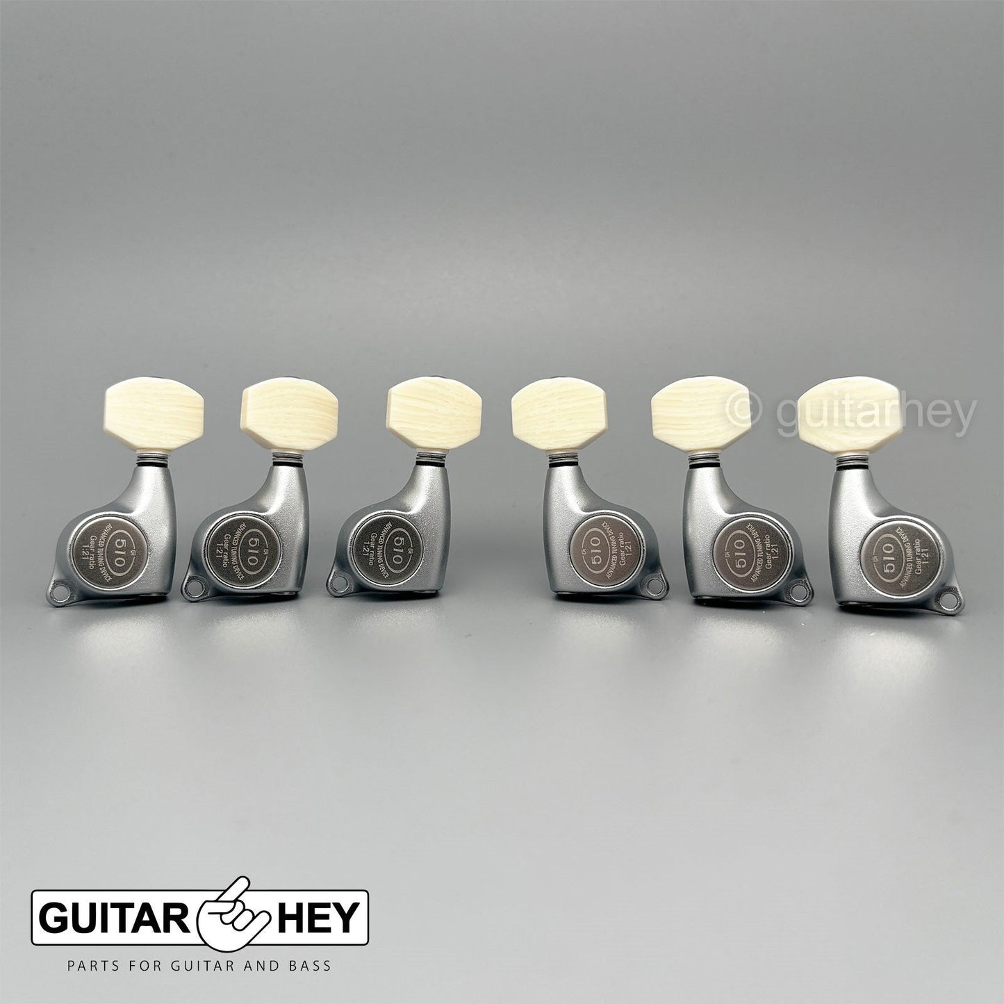 NEW Gotoh SGL510Z-M07 L3+R3 Tuners Set 1:21 Gear Ratio IVORY 3x3 - CHROME SATIN