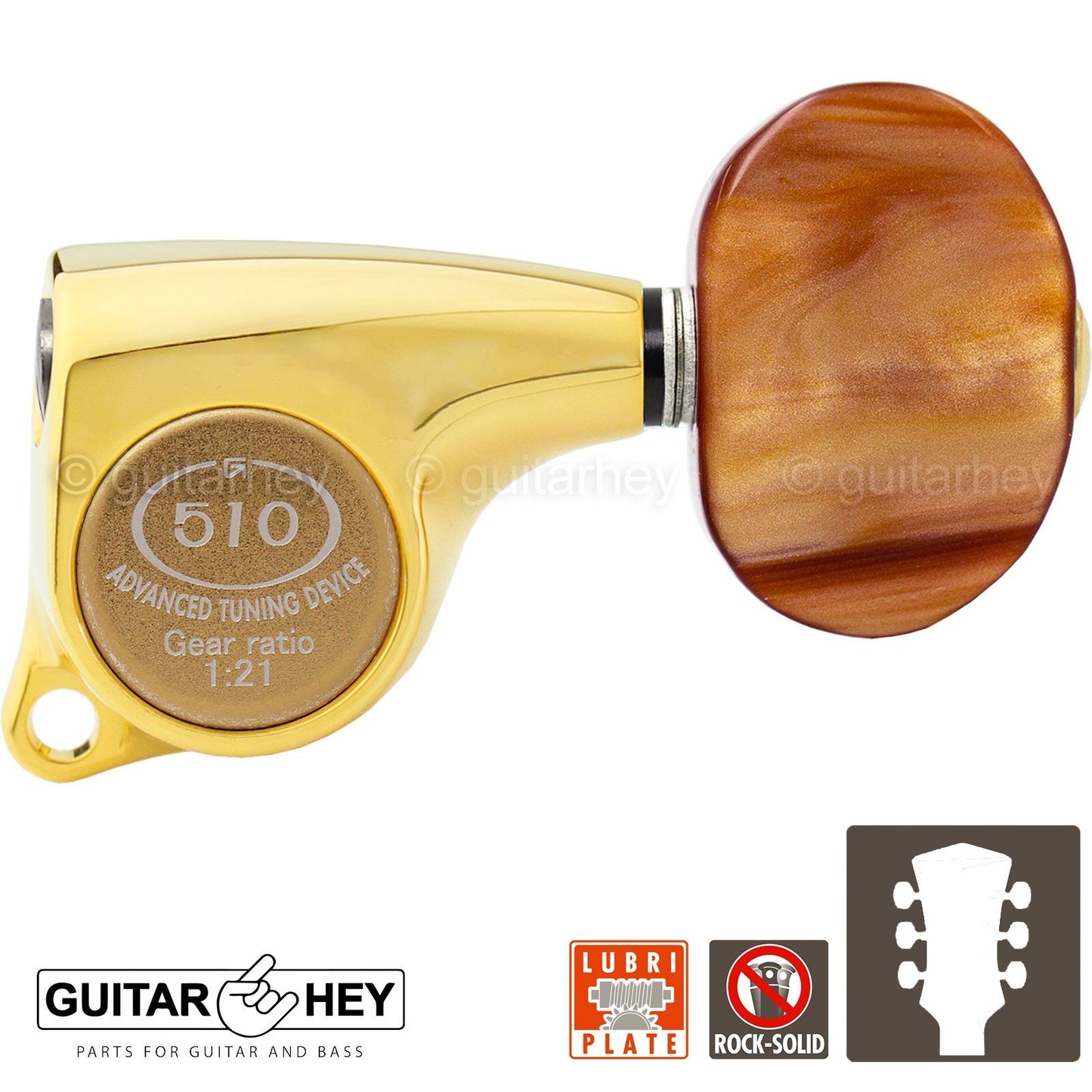 NEW Gotoh SGL510Z-P2 L3+R3 Tuners Set AMBER Buttons 1:21 Gear Ratio 3x3 - GOLD