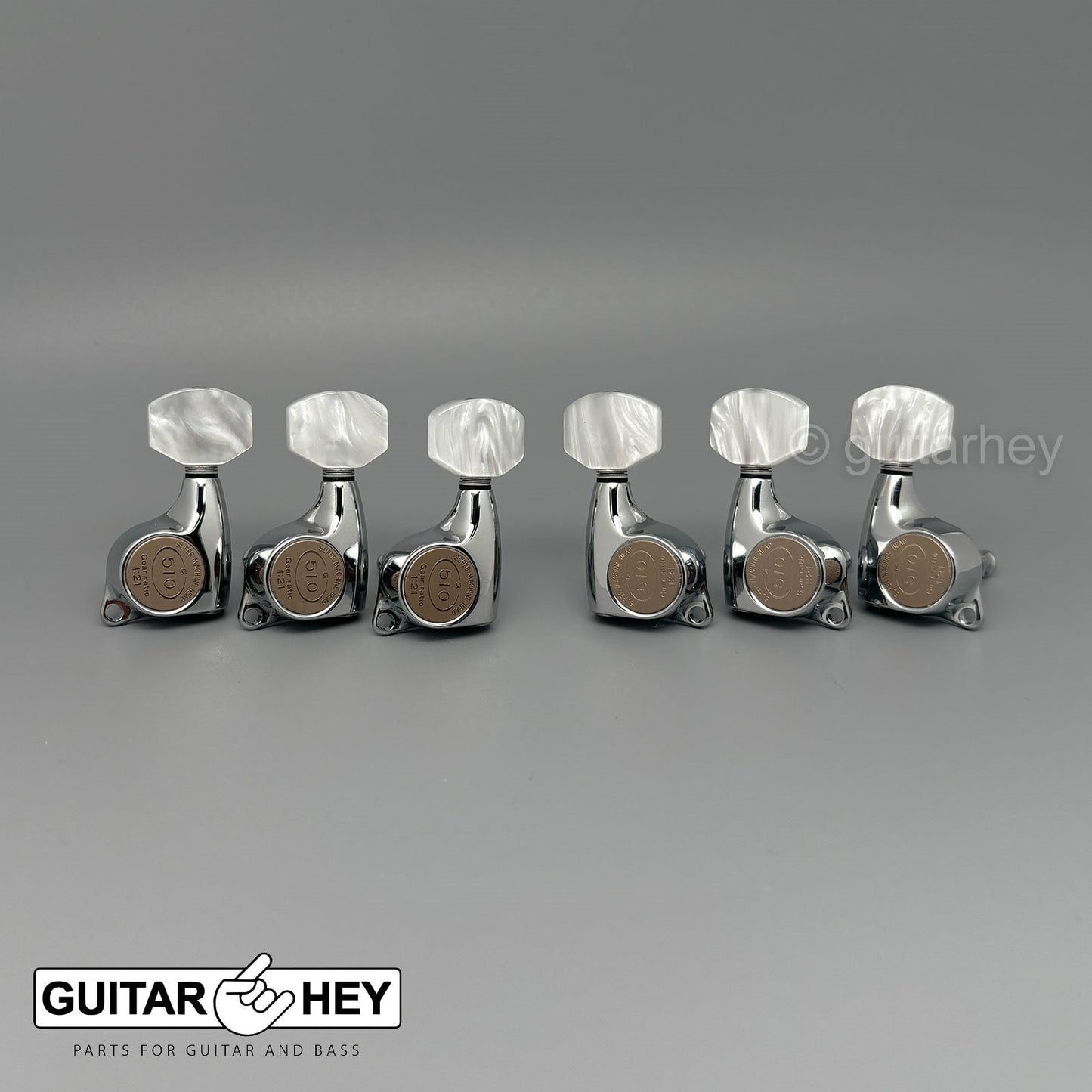 NEW Gotoh SGL510Z-P7 Set Tuners Small PEARL Button 1:21 Gear Ratio, 3x3 - CHROME