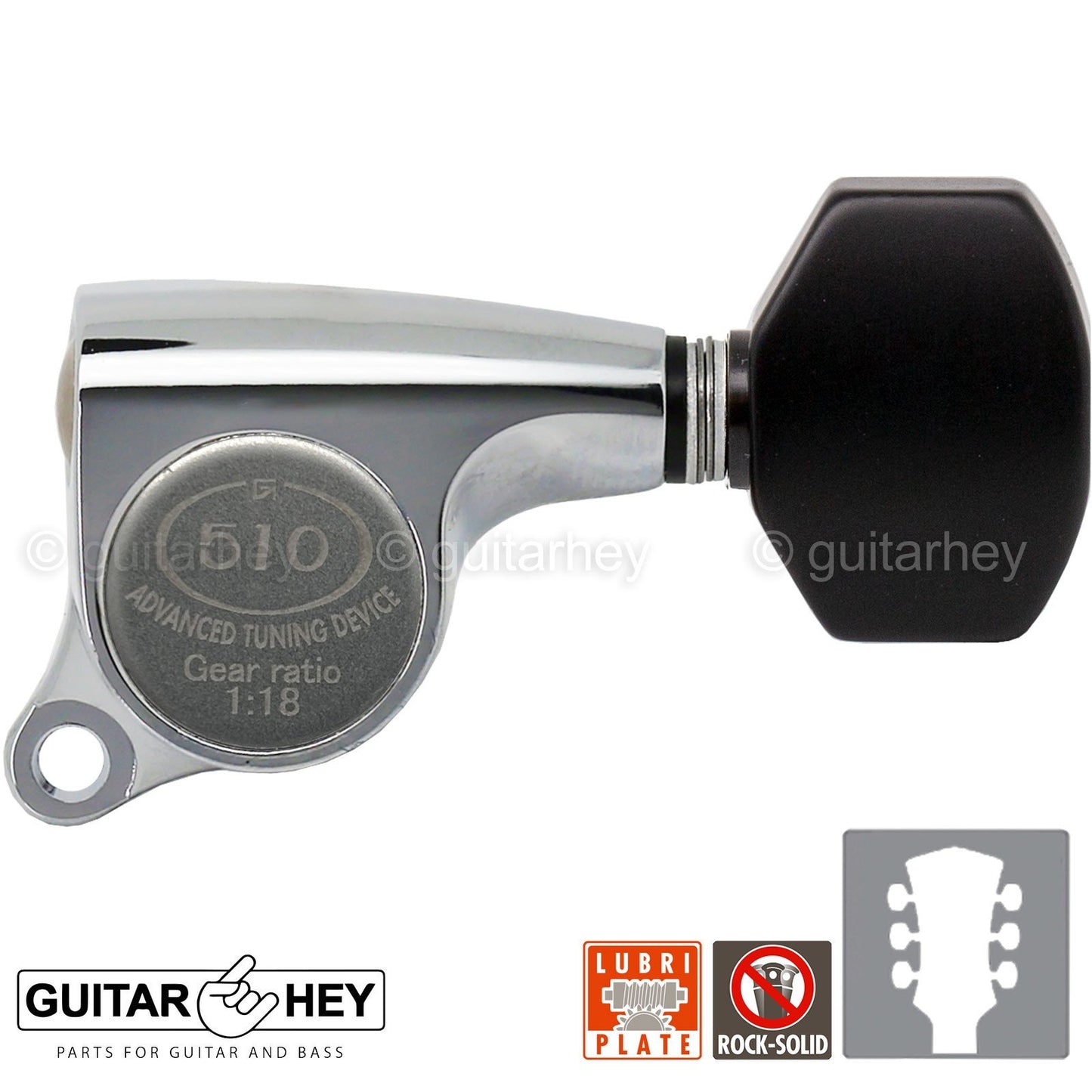 Gotoh SGS510Z-B07 L3+R3 Set Mini Tuners Plastic Buttons 1:18 Ratio 3x3 - CHROME