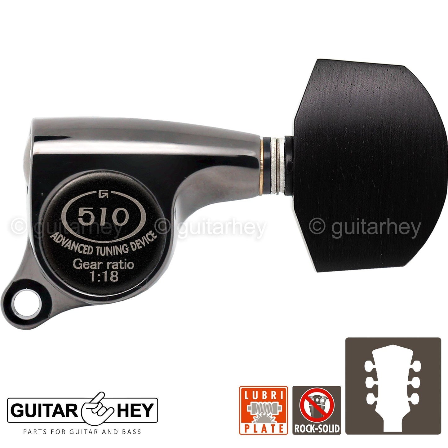 NEW Gotoh SGS510Z-EN01 L3+R3 Set Tuners EBONY Buttons 1:18 Ratio 3x3 COSMO BLACK
