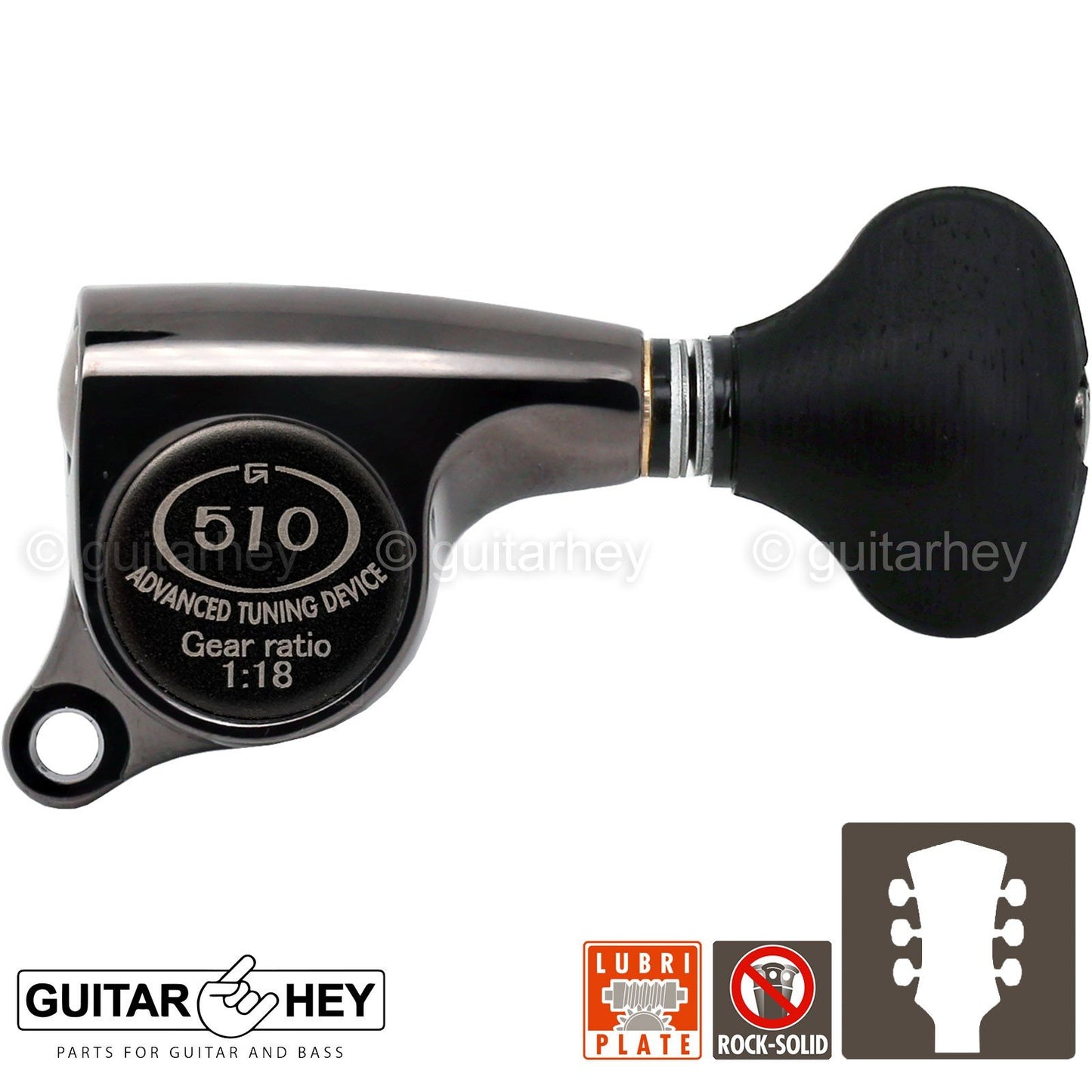 NEW Gotoh SGS510Z-ES5 L3+R3 Set Tuners EBONY Buttons 1:18 Ratio 3x3 COSMO BLACK