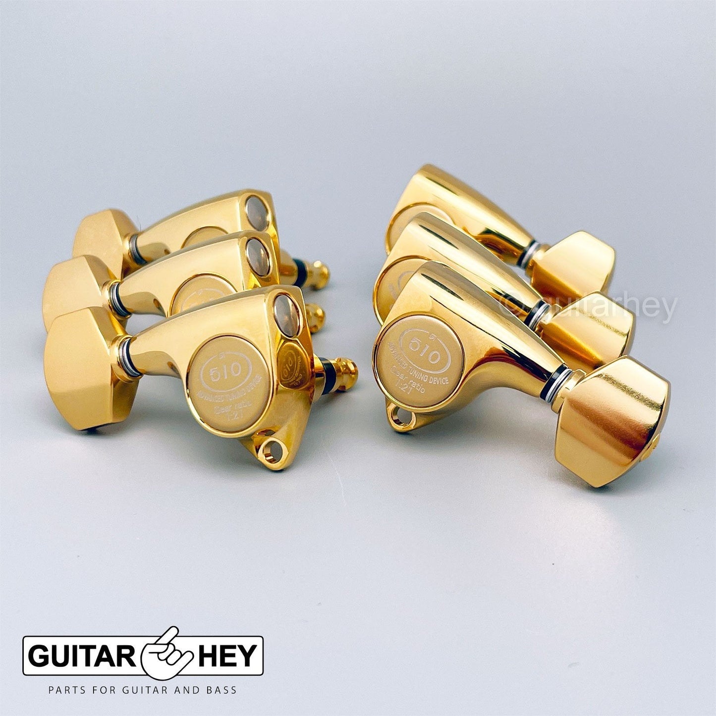 NEW Gotoh SGV510Z-A07 Tuners L3+R3 Set Aluminum Buttons 21:1 Gear Ratio 3x3 GOLD