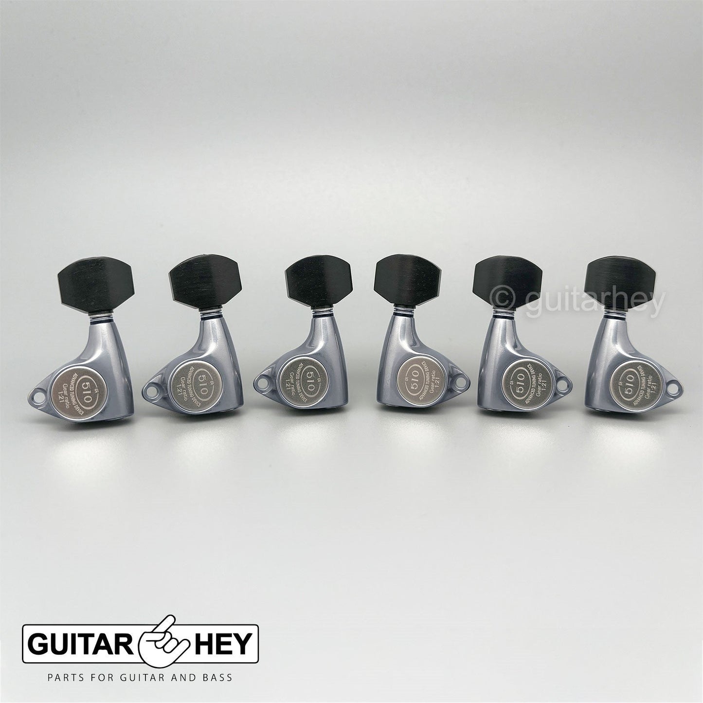 NEW Gotoh SGV510Z-EN07 Tuners L3+R3 Keys 1:21 Ratio, EBONY 3x3 - X-FINISH CHROME