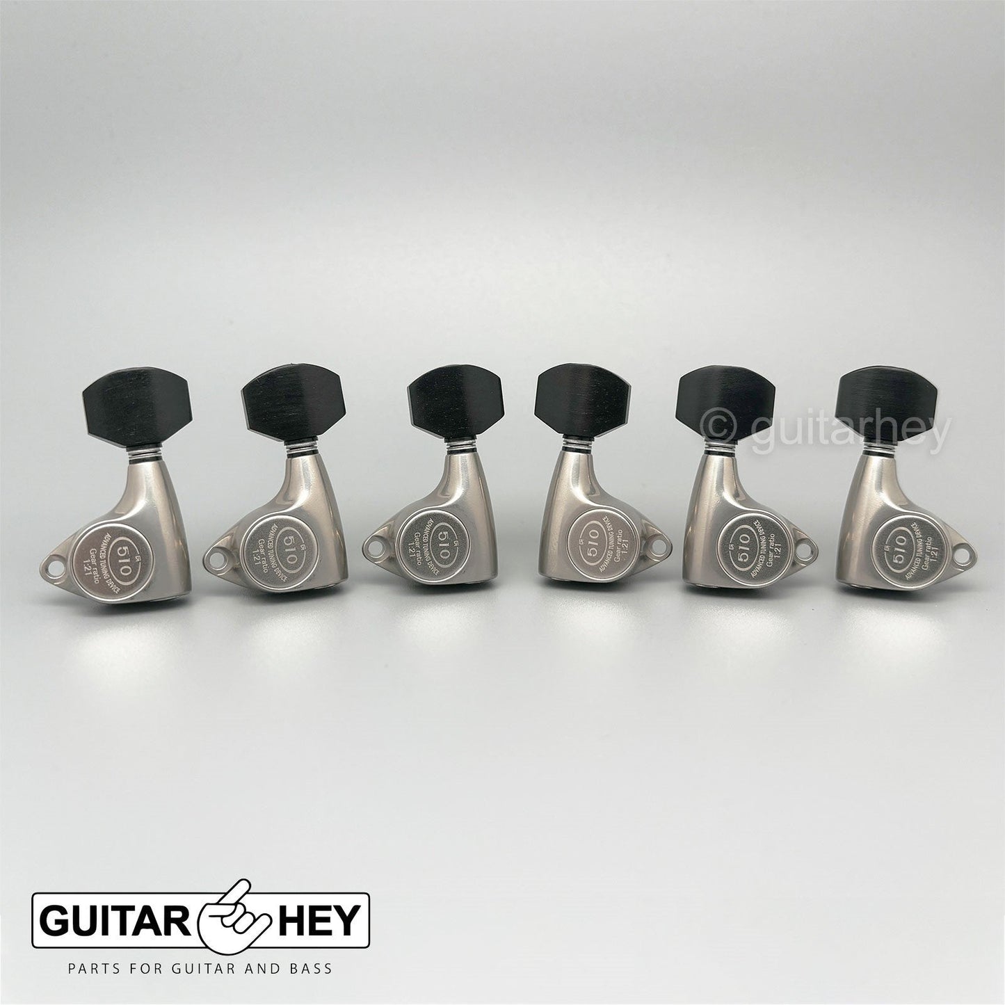 NEW Gotoh SGV510Z-EN07 Tuners L3+R3 Keys 1:21 Ratio, EBONY 3x3 - X-FINISH NICKEL