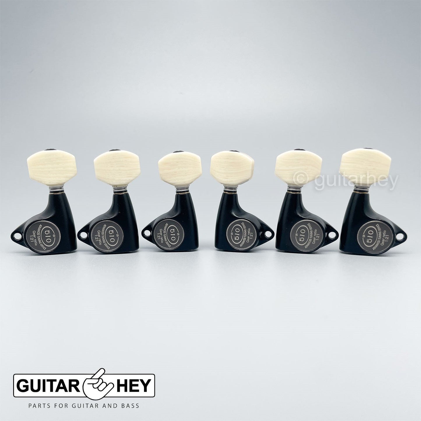 NEW Gotoh SGV510Z-M07 L3+R3 Tuners 21:1 Gear Ratio IVORY Buttons 3x3 BLACK SATIN