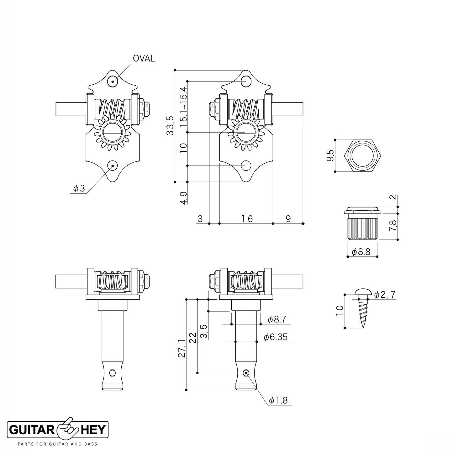 NEW GOTOH SXB510V-M5 Electric/Acoustic Guitar 1:15 Vintage Tuners 3x3 - NICKEL