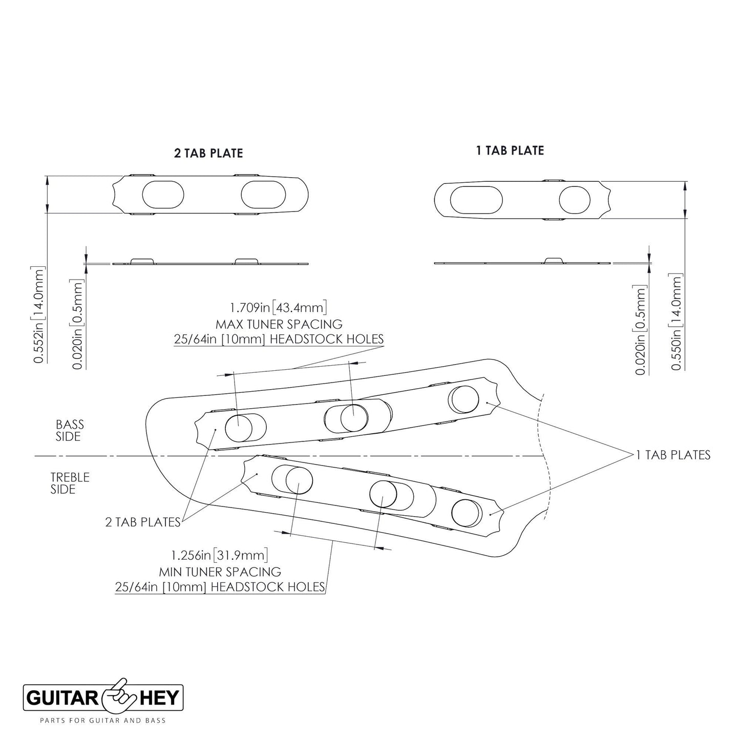 NEW Hipshot Grip-Lock Open-Gear LOCKING Tuners w/ UMP Upgrade Plate 3x3 - NICKEL