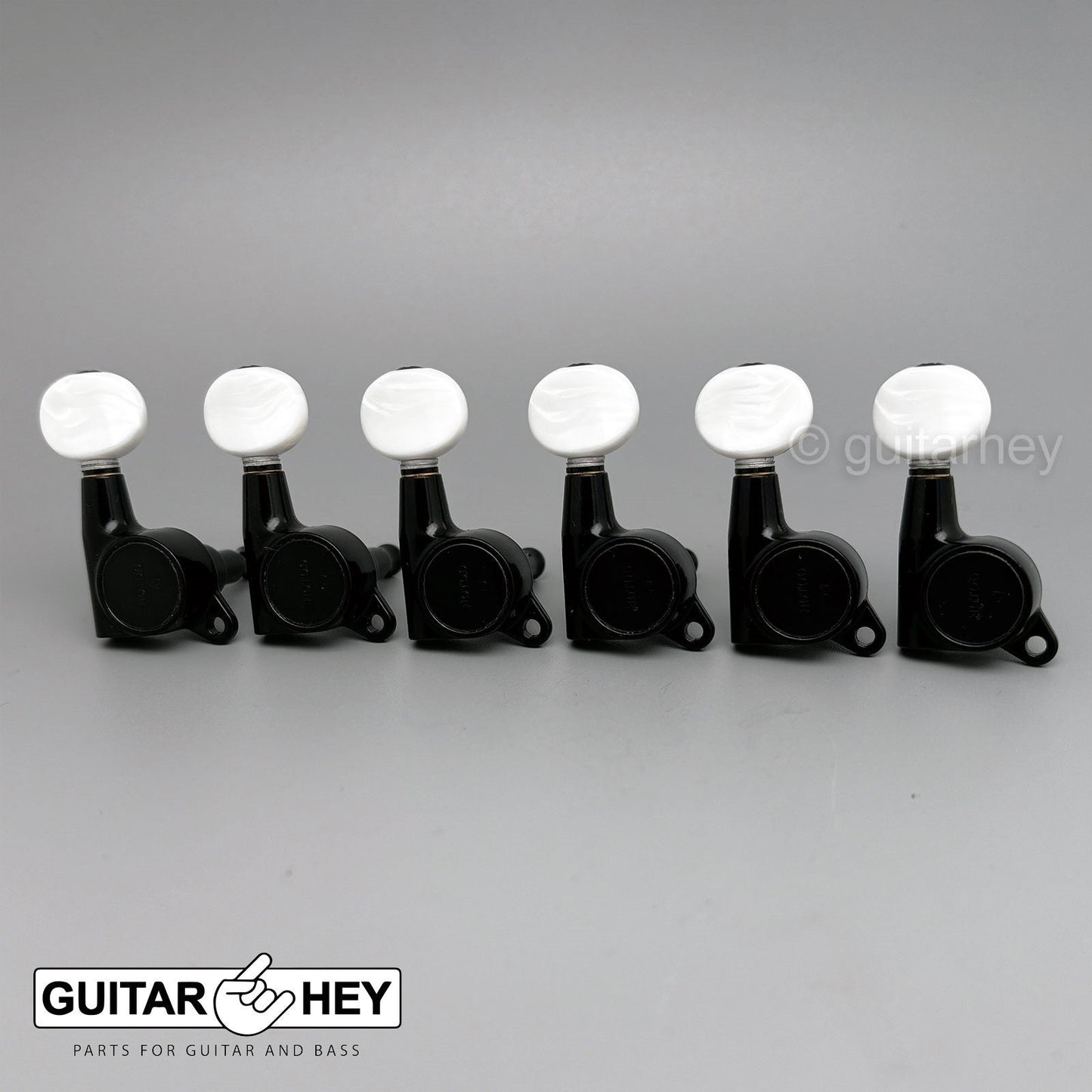 NEW Gotoh SG381-05P1 Tuning Keys Set 6 in Line Mini Tuners OVAL PEARLOID - BLACK