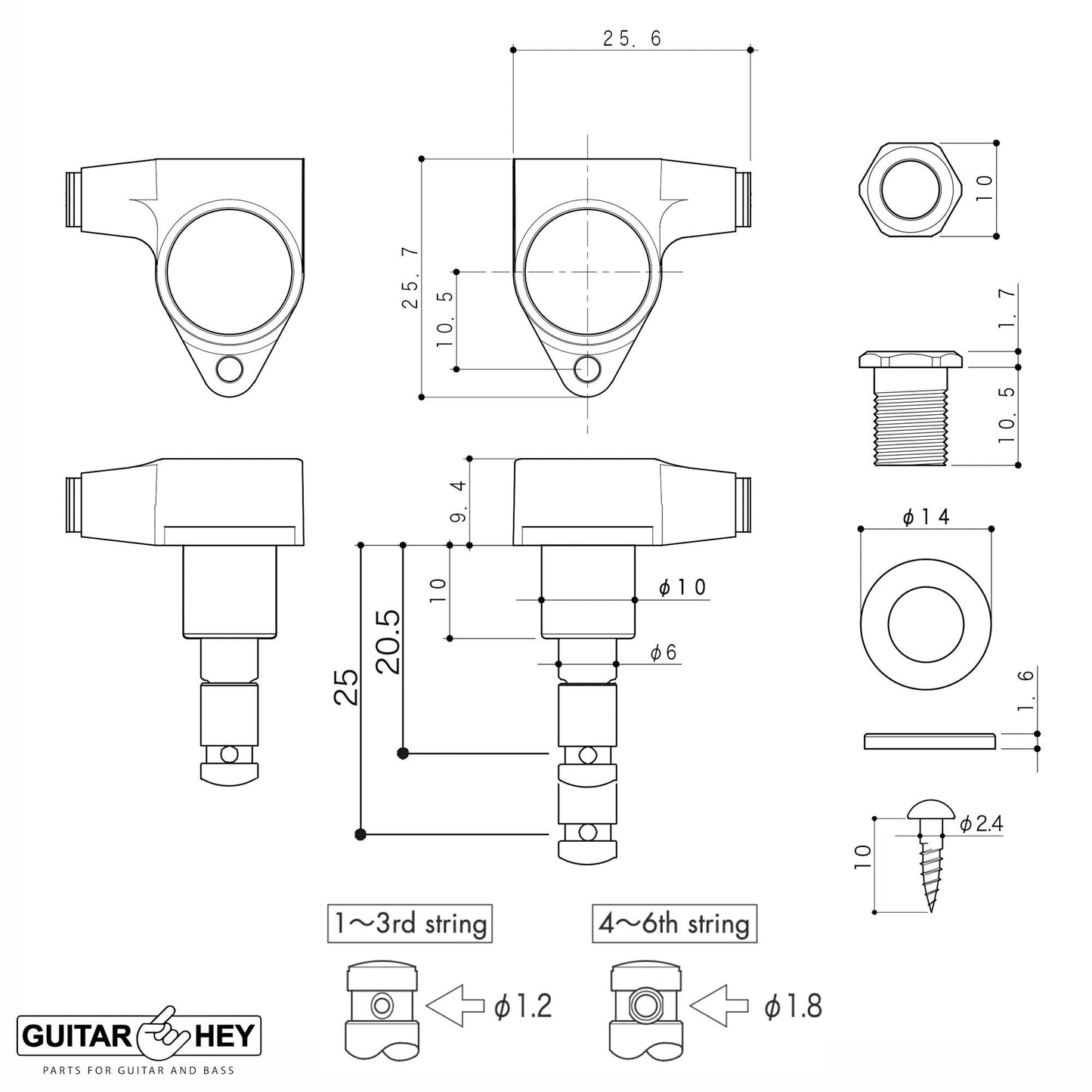 NEW Gotoh SG301-04 HAPM Adjustable Post Height Locking Keystone Keys 3x3 CHROME