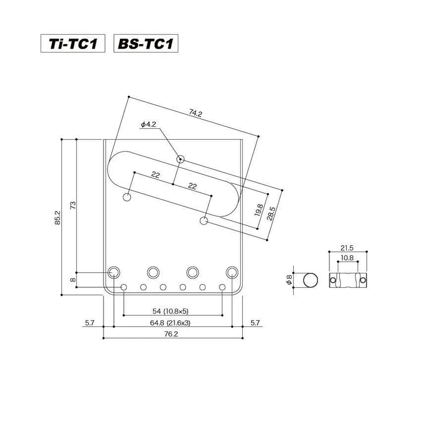 NEW Gotoh BS-TC1 Tele Bridge, Brass "In-Tune" Saddle PAT-P space 10.8mm - NICKEL