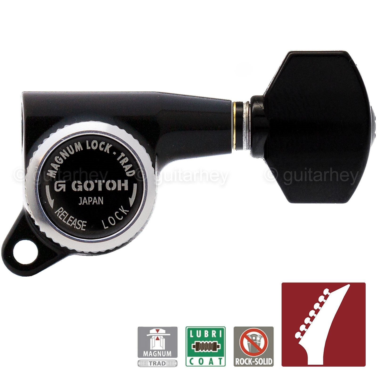 NEW Gotoh SG381-07 MGT 7 in Line Locking Tuners Set NON-Staggered