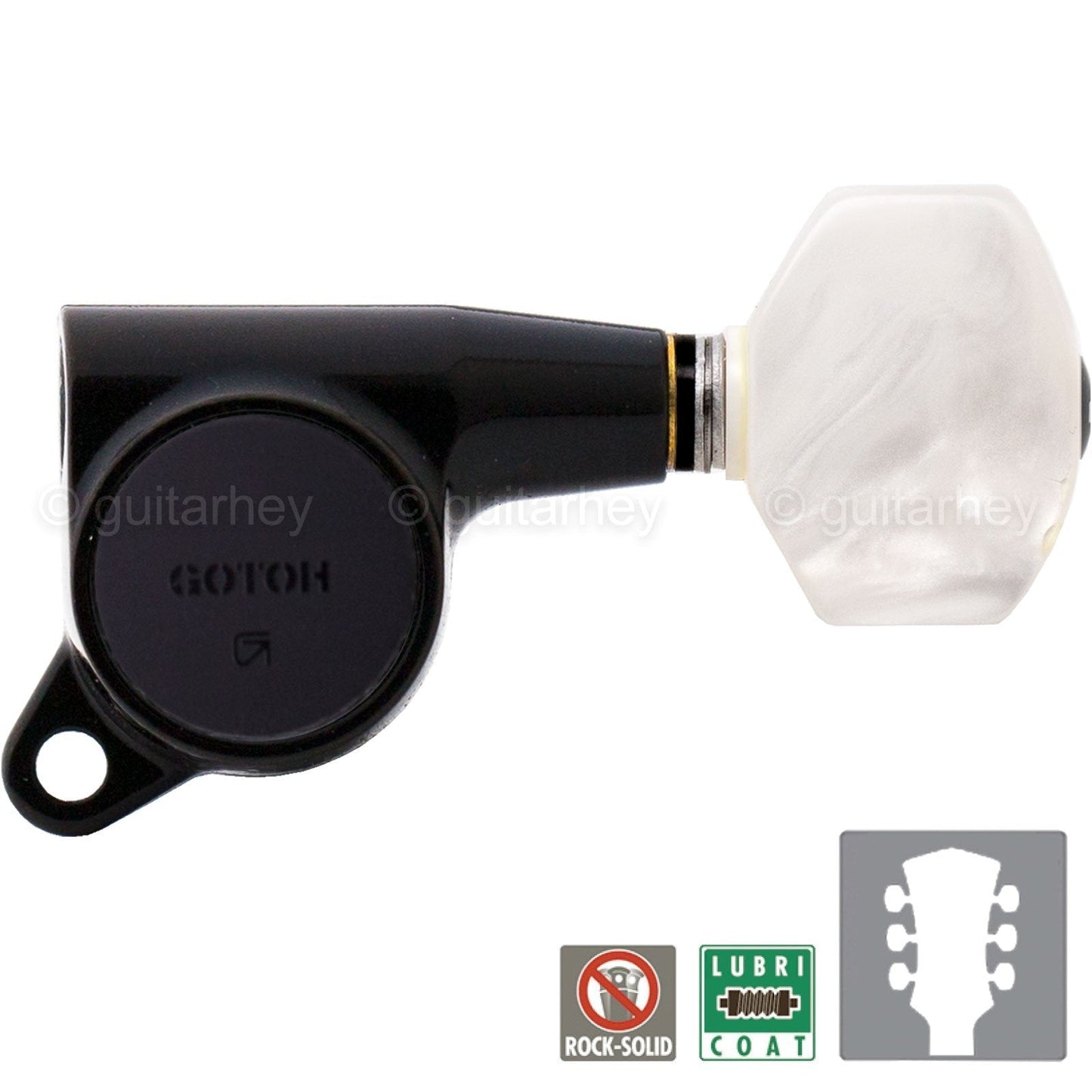 NEW Gotoh SG381-P7 Tuning Keys L3+R3 Set Mini Tuners PEARLOID Buttons 3x3, BLACK
