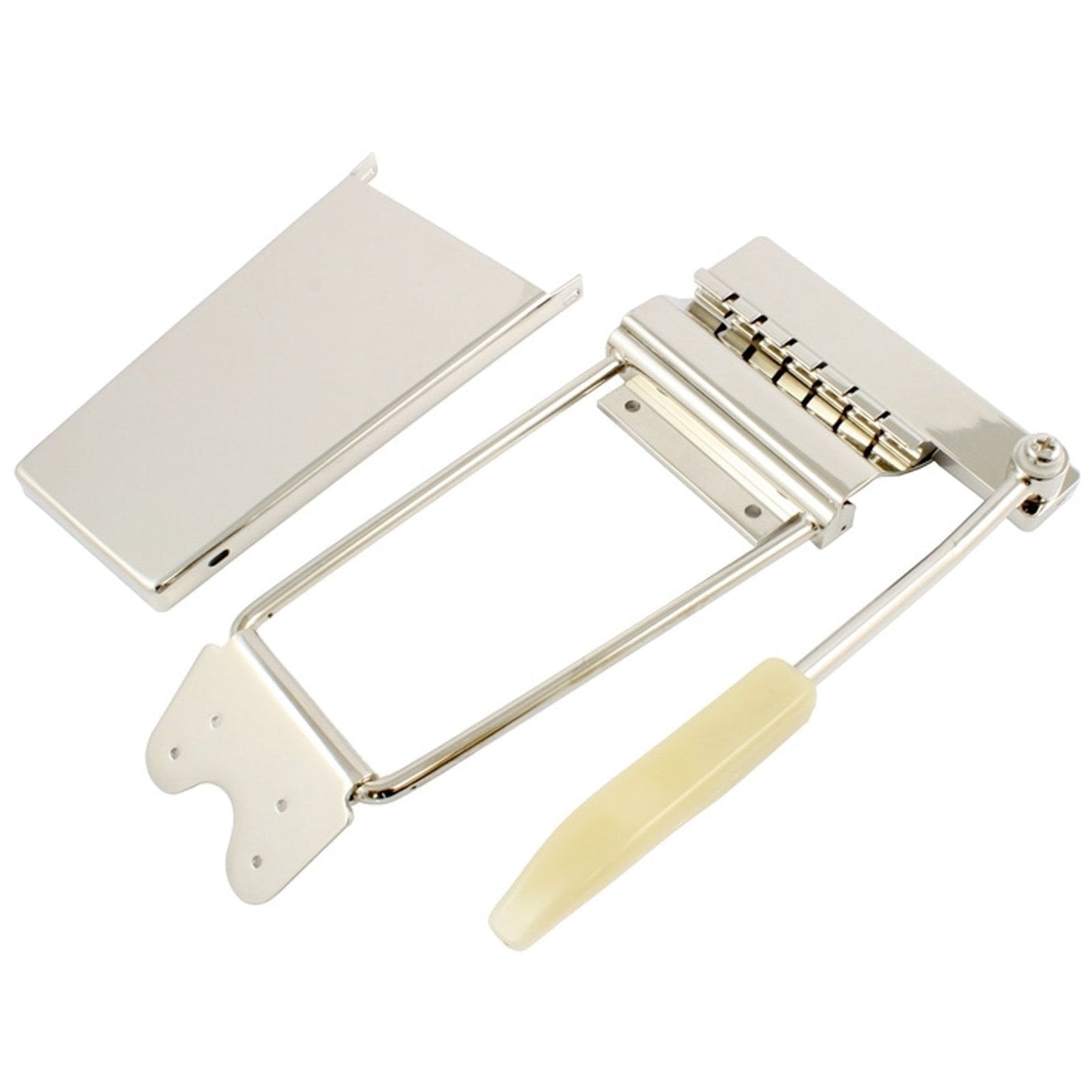 NEW Vibrola Long Gibson Style Vibrato Maestro Tailpiece With Arm & Cover, NICKEL