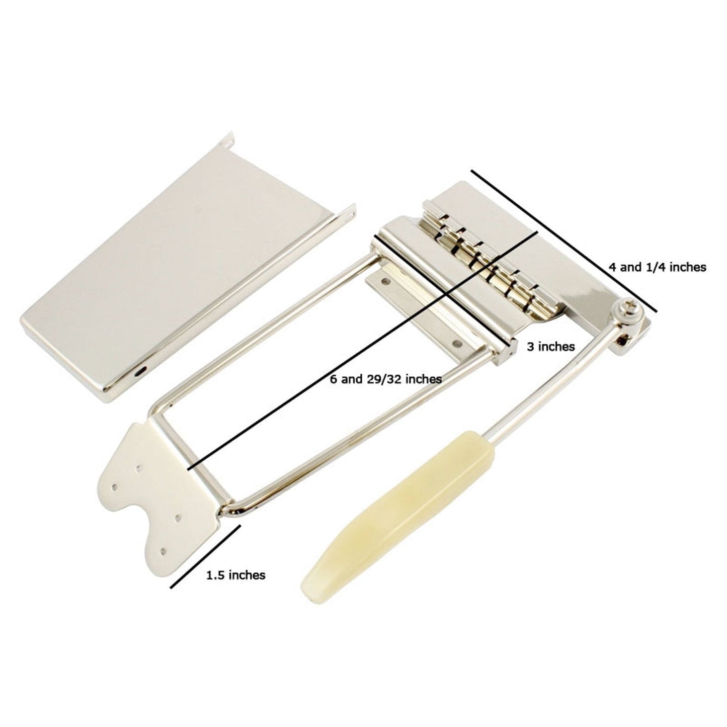 NEW Vibrola Long Gibson Style Vibrato Maestro Tailpiece With Arm & Cover, NICKEL