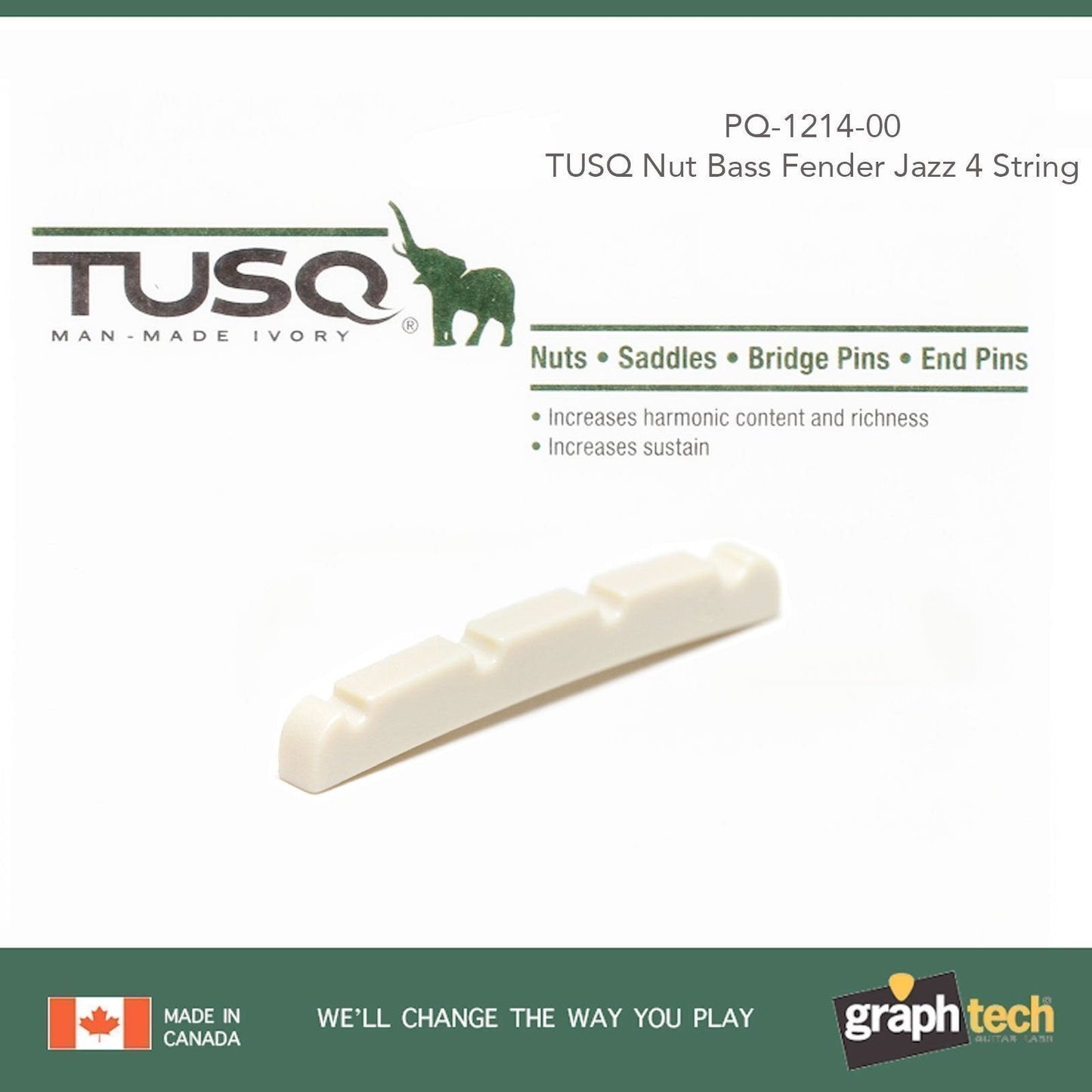 NEW Graph Tech PQ-1214-00 TUSQ Slotted Nut for Fender J Jazz Bass 4-String