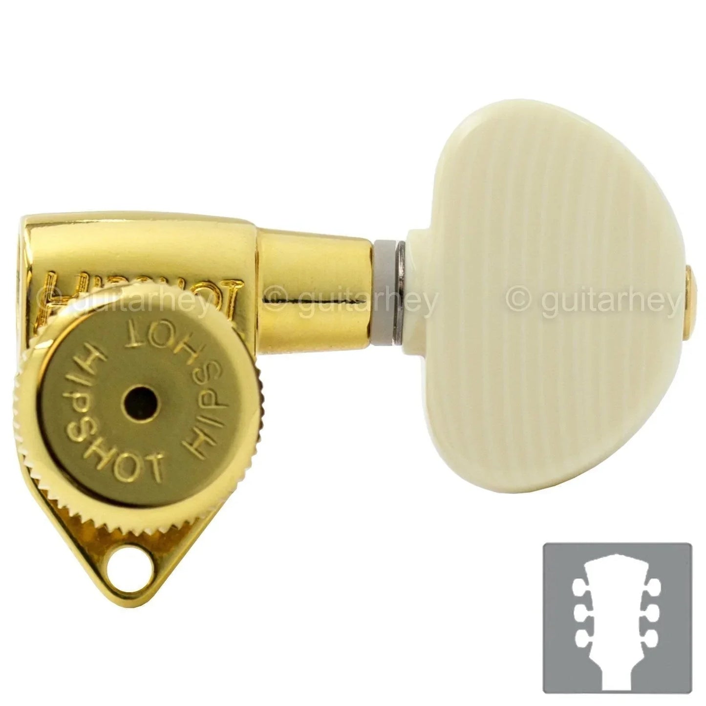 NEW Hipshot Grip-Lock Open-Gear w/ LARGE Simulated IVORY Buttons 3x3 SET - GOLD