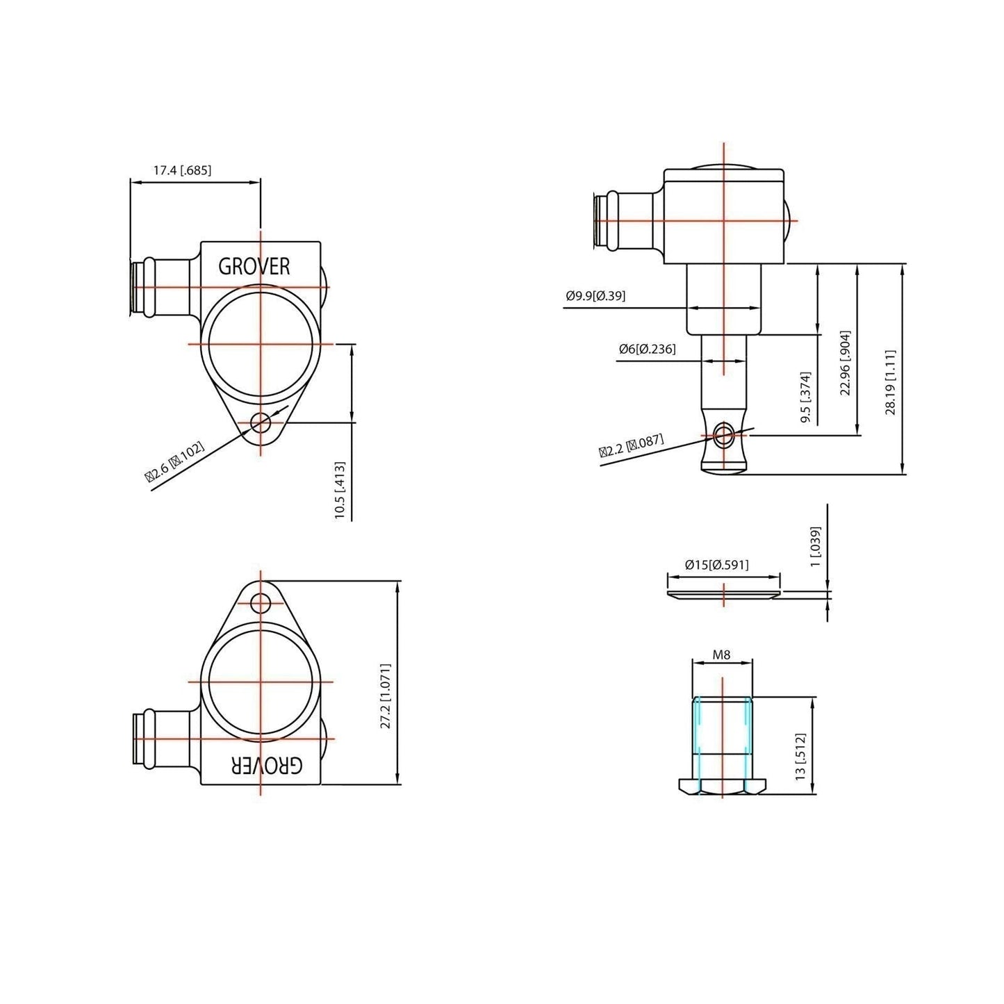 NEW Grover Rotomatic 3x3 Tuners w/ PEARLOID Keys Fits Gibson® 102CK - CHROME
