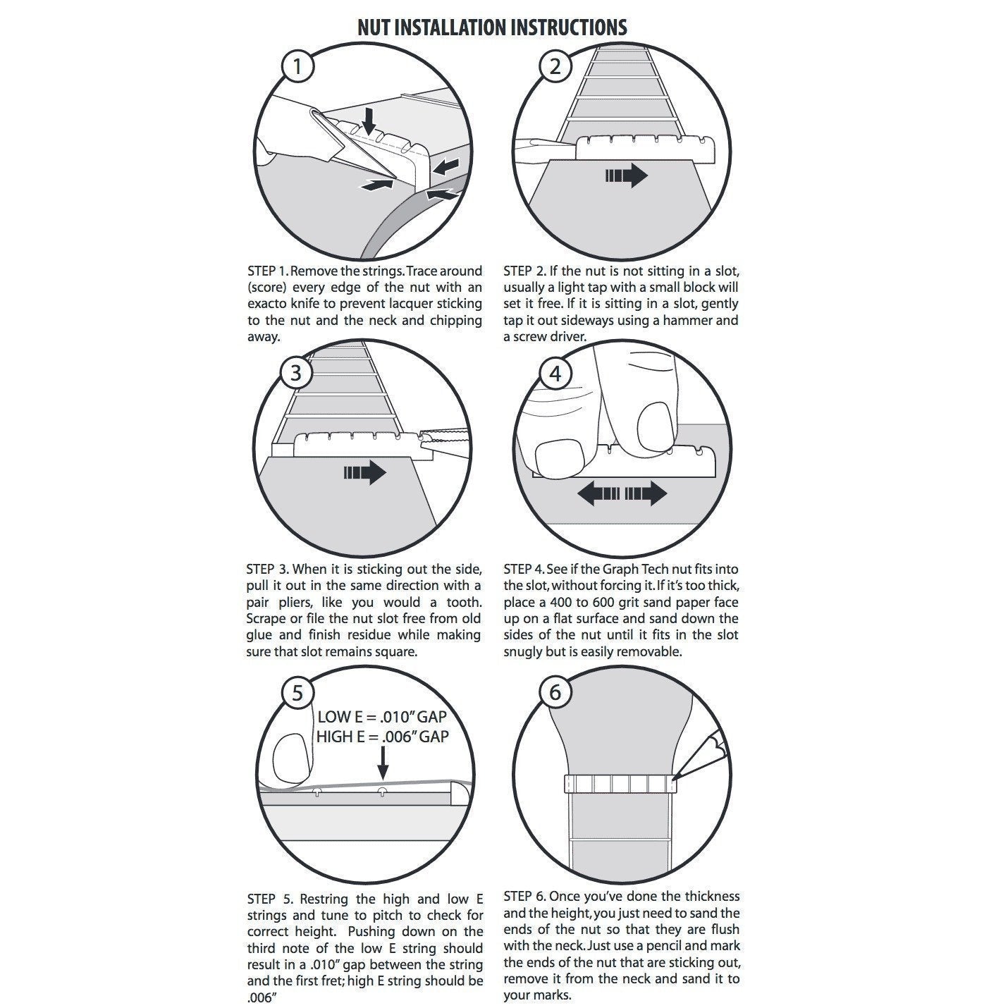 NEW Graph Tech TUSQ XL Slotted NUT 42 x 6mm 1-21/32" PT-6642-00 - BLACK