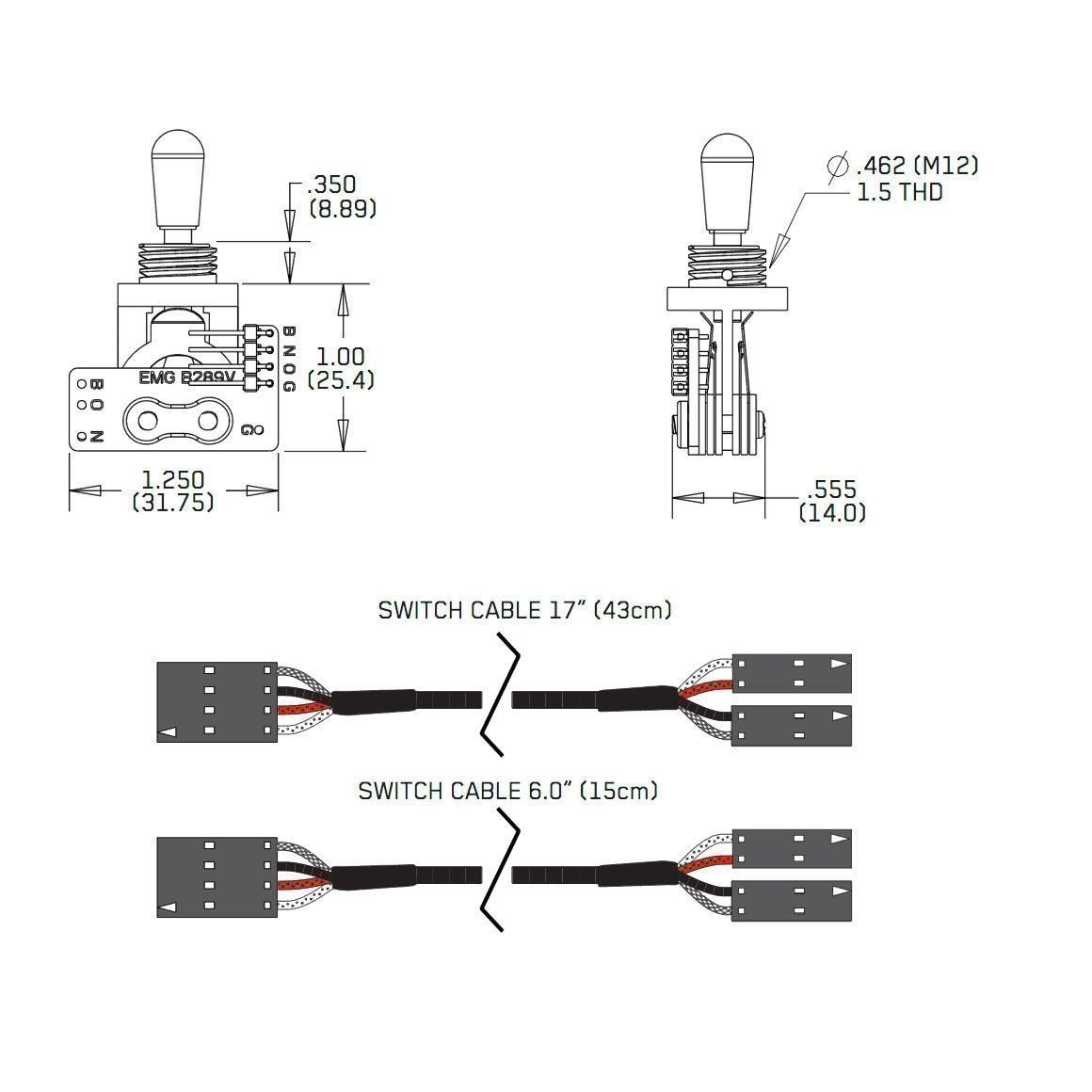 NEW EMG SOLDERLESS EMG 3 WAY TOGGLE SWITCH GIBSON STD STYLE IMPORT B289 IVORY