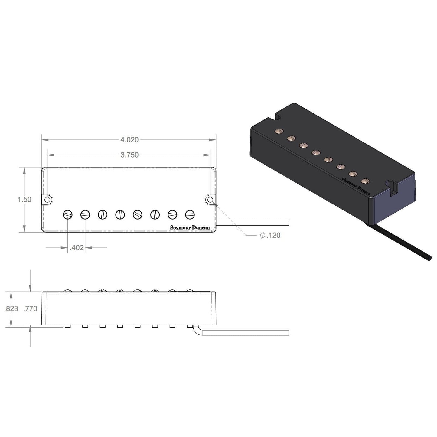 NEW Seymour Duncan Nazgul 8-String Humbucker Bridge Pickup, Black, Soapbar, 4C