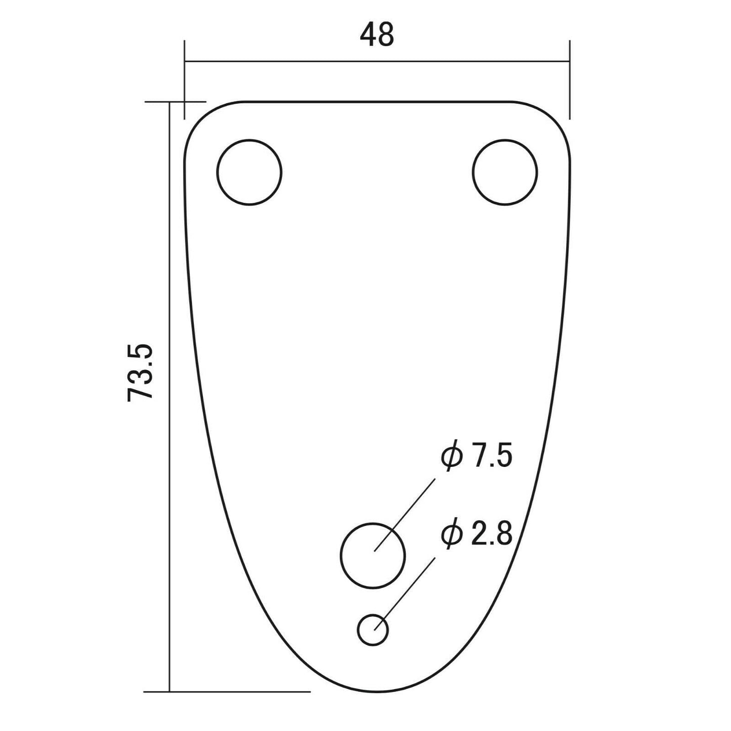 NEW Blank 3-bolt Neck Plate for Fender® 70s Telecaster Bass Jazz Bass®