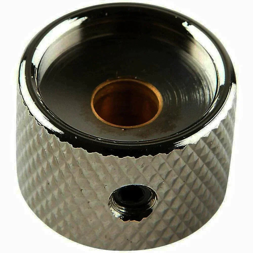 NEW (1) Q-Parts Guitar Knob Black Chrome, ACRYLIC BLACK