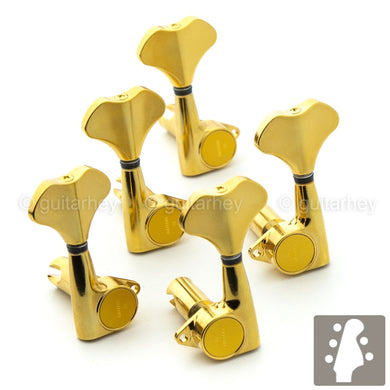 NEW Gotoh GB720 5-String Bass Keys L3+R2 Lightweight Tuners w/ Screws 3x2 - GOLD