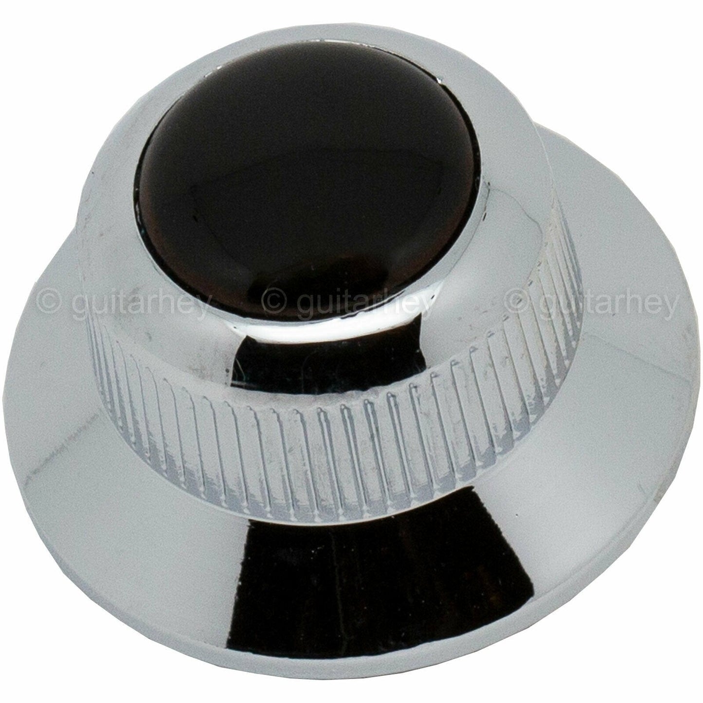 NEW (1) Q-Parts UFO Guitar Knob KCU-0731 w/ Acrylic Black on Top - CHROME