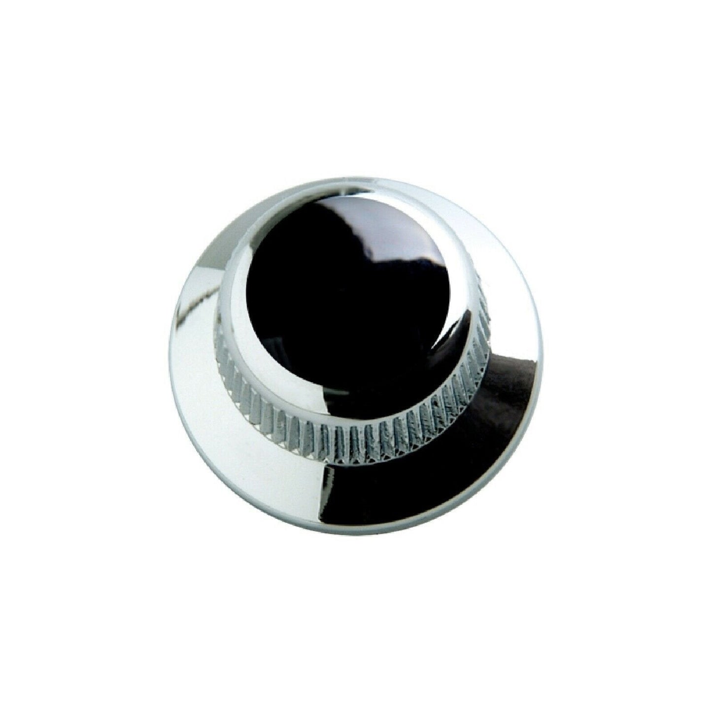 NEW (1) Q-Parts UFO Guitar Knob KCU-0731 w/ Acrylic Black on Top - CHROME