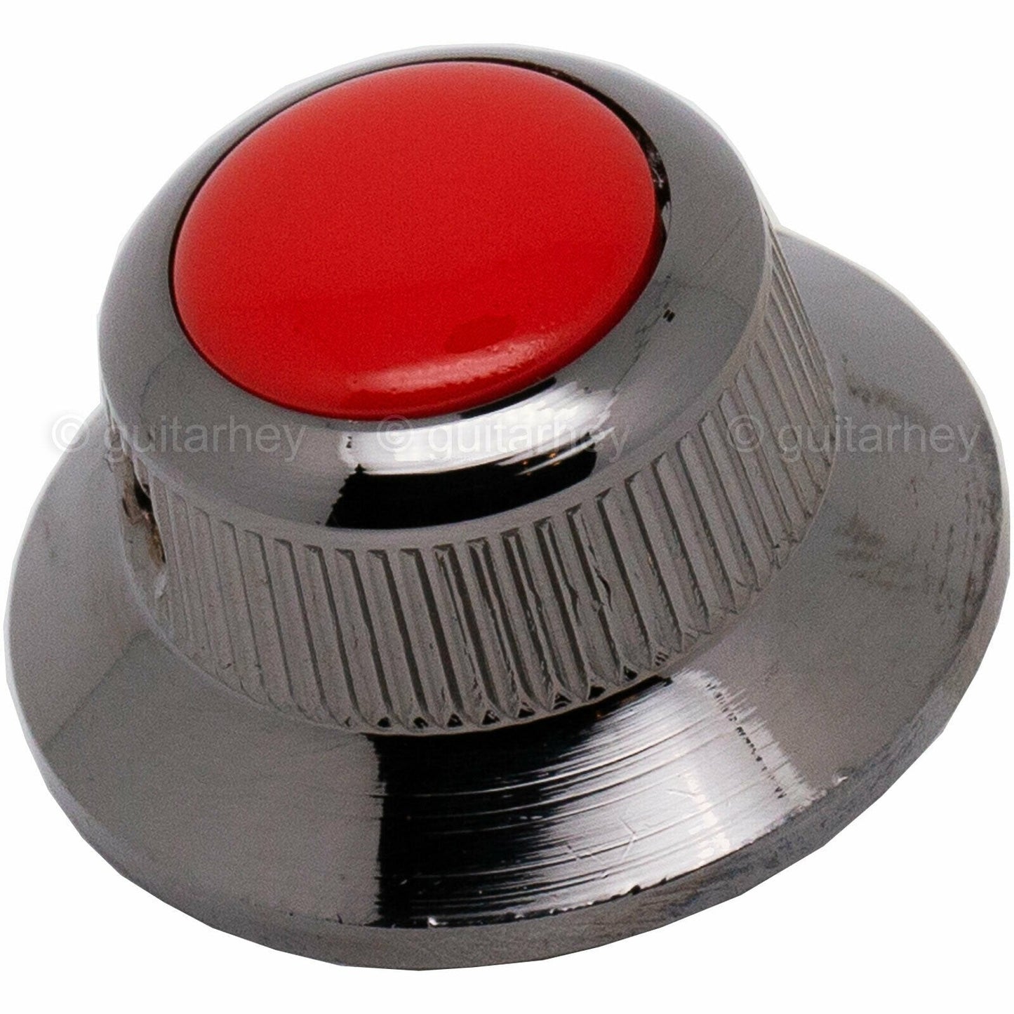 NEW (1) Q-Parts UFO Guitar Knob KBU-0736 w/ Acrylic Red on Top - COSMO BLACK