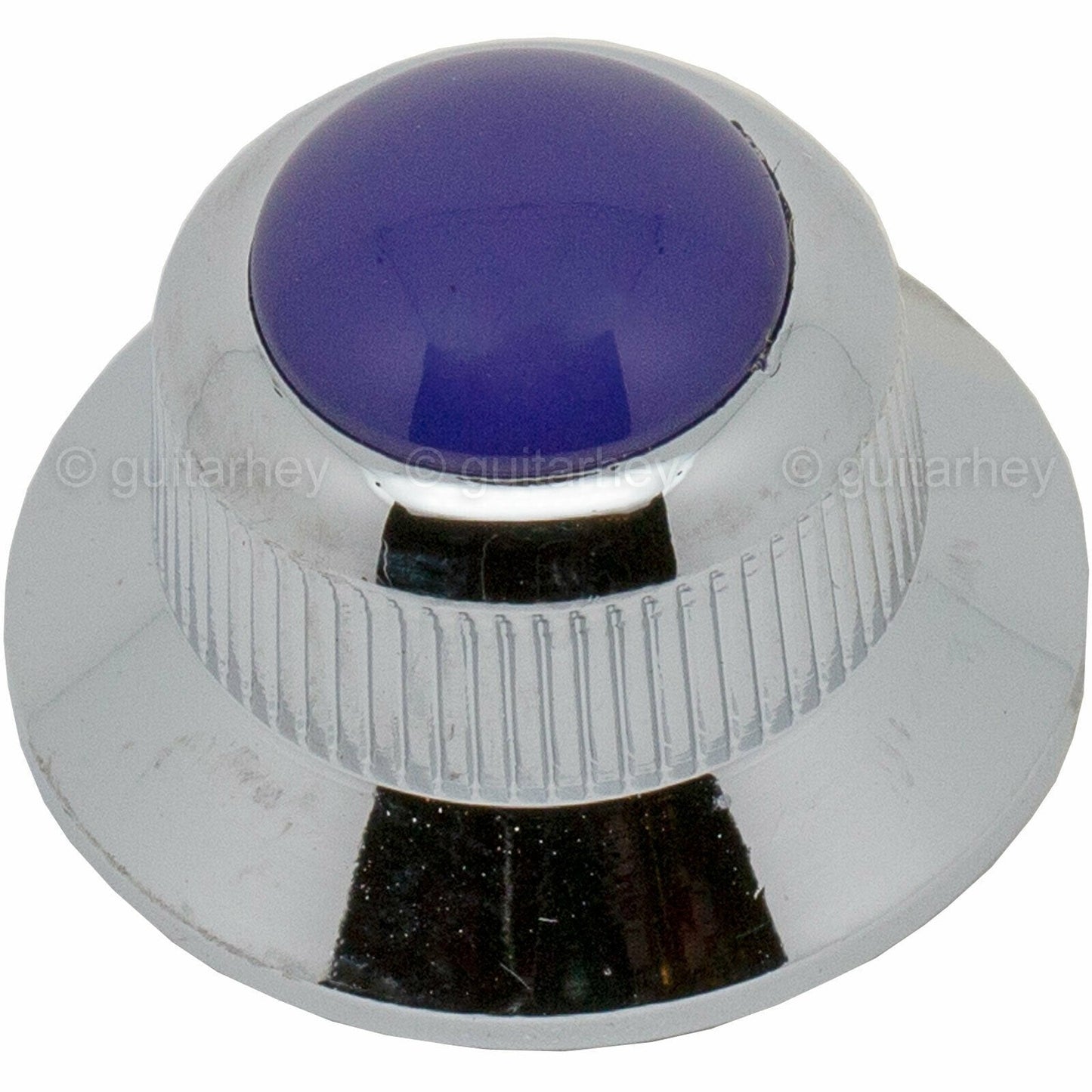 NEW (1) Q-Parts UFO Guitar Knob KCU-0740 w/ Acrylic Blue on Top - CHROME