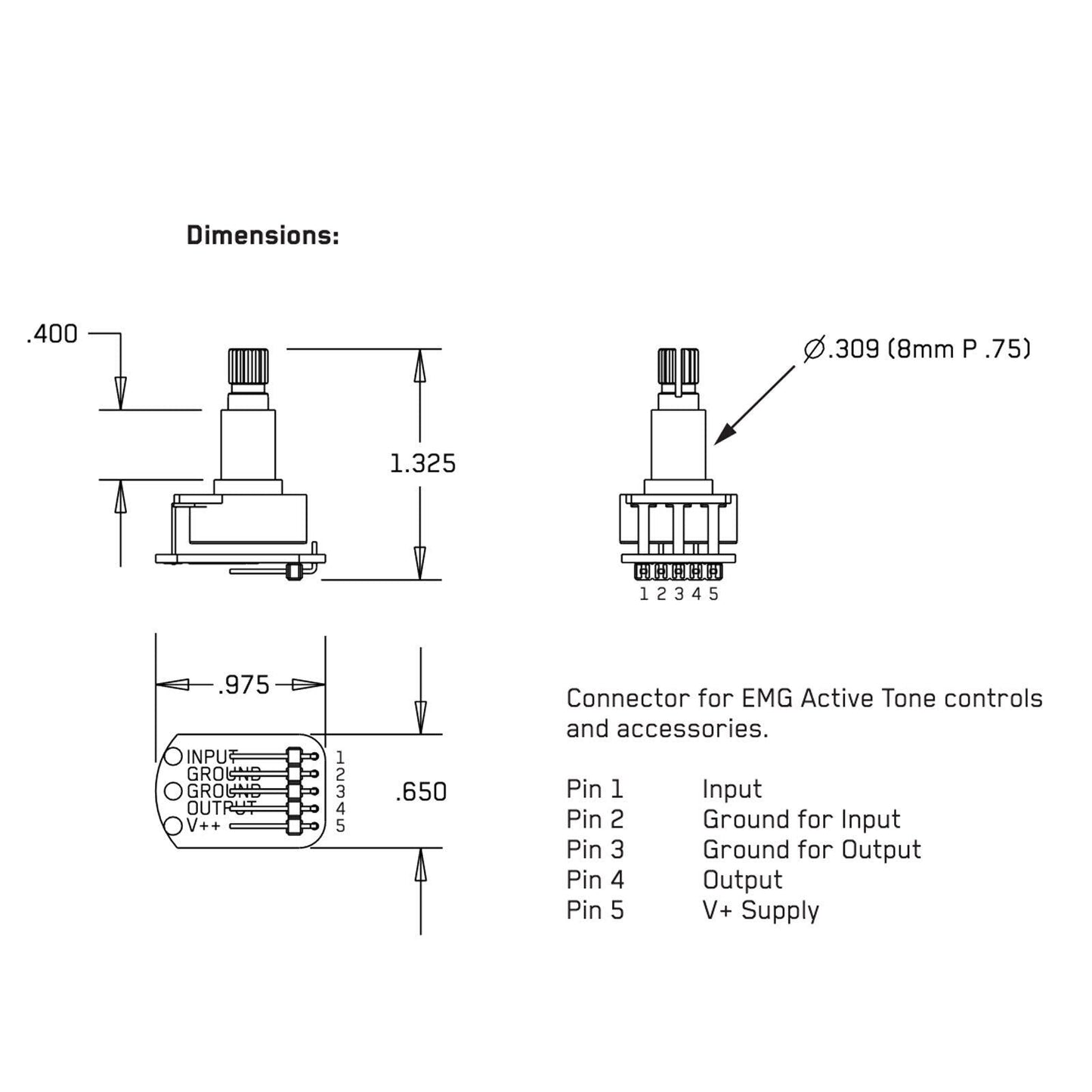 EMG RPC PEAK CONTROL BOOSTS THE HIGH FREQUENCY RESPONSE UP TO 6dB at 4000 Hz