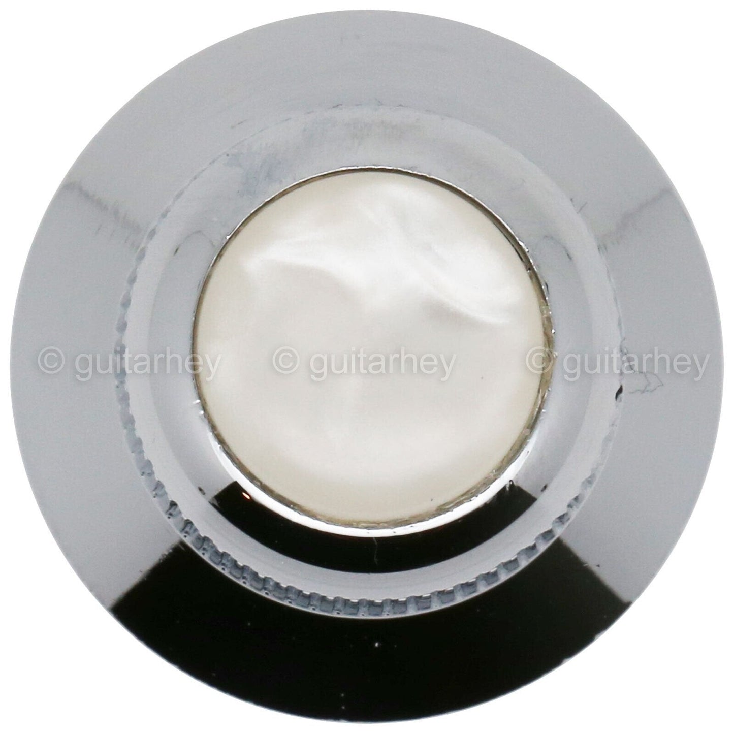 NEW (1) Q-Parts UFO Guitar Knob KBU-0752 w/ Acrylic White Pearl on Top - CHROME
