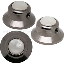 Load image into Gallery viewer, NEW (3) Q-Parts UFO Guitar Knobs KBU-0751 Acrylic White Pearl on Top COSMO BLACK