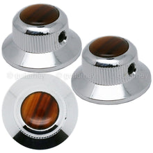Load image into Gallery viewer, NEW (3) Q-Parts UFO Guitar Knobs KCU-0746 Acrylic Tortoise on Top - CHROME