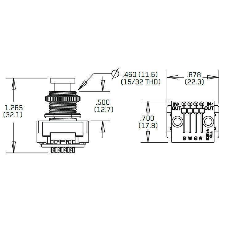 EMG TKO Kill Switch Momentary Off (on) Push Button Switch for Solderless Pickups