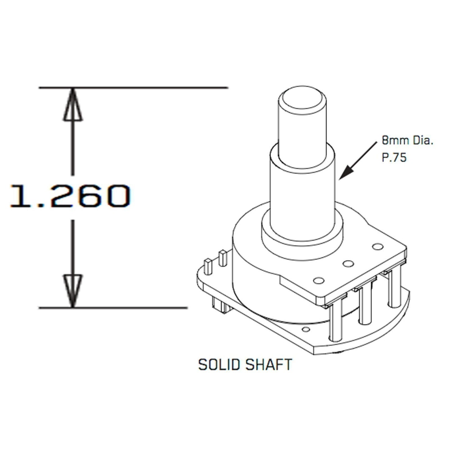 NEW (1) EMG 25k Volume Control SOLID Short Shaft POT for SOLDERLESS Pickups