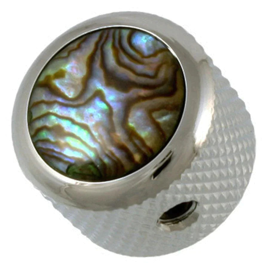 NEW (1) Q-Parts DOME Knob Single Black Chrome Natural Abalone SHELL - KBD-0004