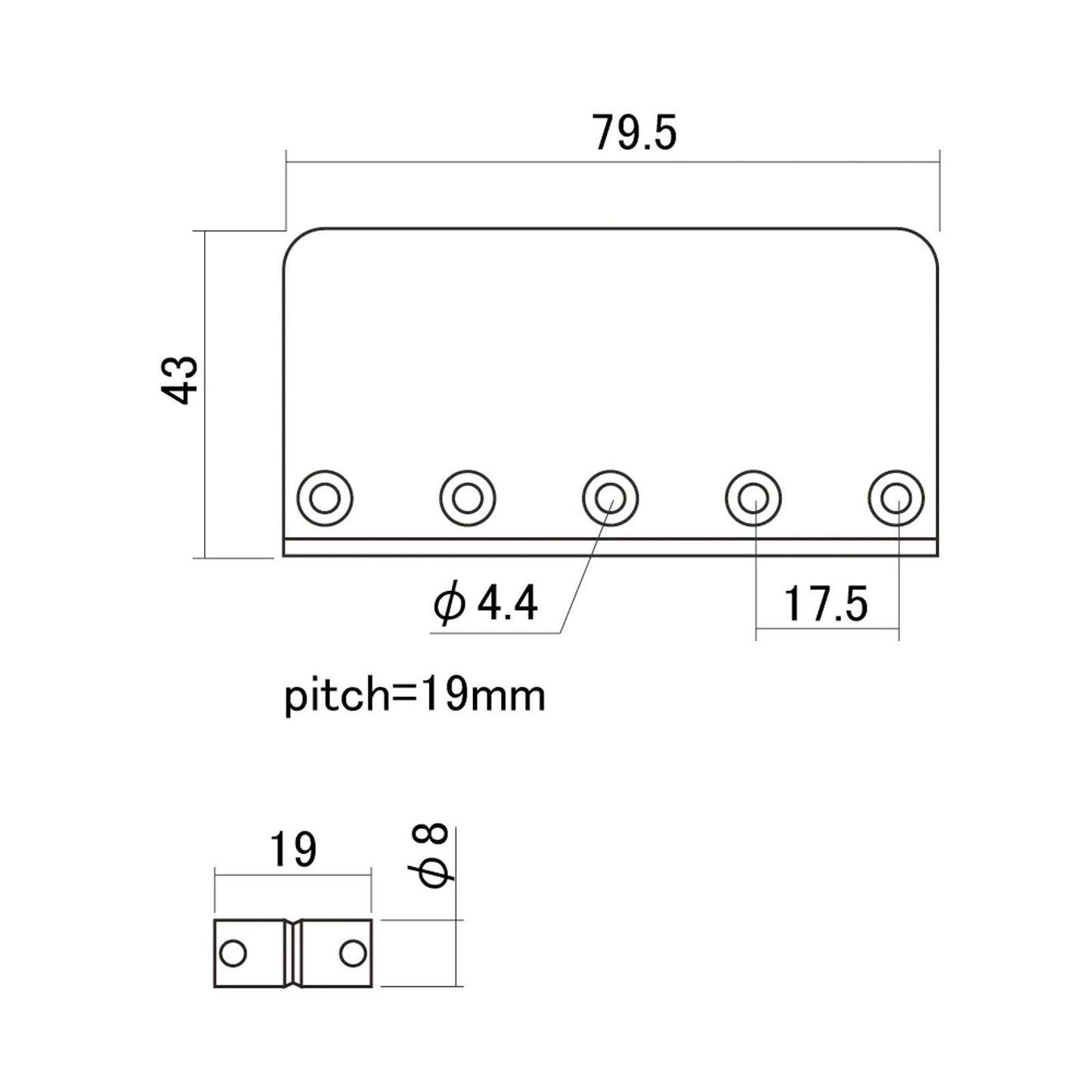 NEW Bass bridge for PB, JB 19mm String Spacing STEEL Baseplate & Saddles CHROME