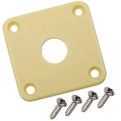 NEW Rounded Square Plastic Jack Plate Les Paul Guitars Style w/ Screws - CREAM