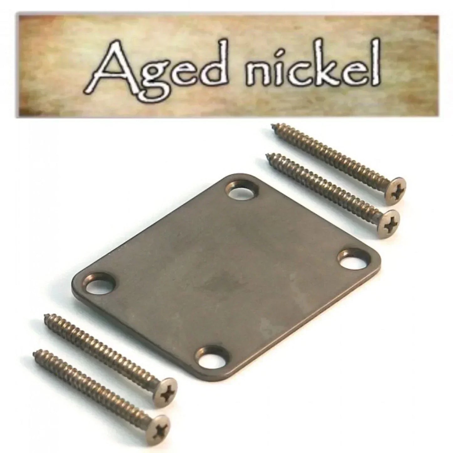 NEW Q-Parts Aged Collection '60s Style 4-Bolt VINTAGE Neck Plate - AGED NICKEL