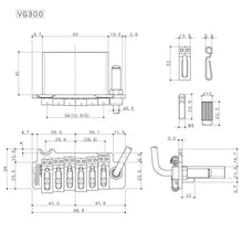 Load image into Gallery viewer, Wilkinson Lic by Gotoh VG300 Tremolo Bridge - 2 and 1/8&quot; Spacing (10.8mm) - GOLD