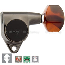 Carregar imagem no visualizador da galeria, NEW Gotoh SG301 MG Magnum TORTOISE Buttons LOCKING Tuners Set 3x3 - COSMO BLACK