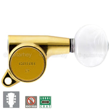 Load image into Gallery viewer, NEW Gotoh SG381-05P1 Tuning Keys Set L3+R3 Mini Tuners OVAL PEARLOID 3x3 - GOLD