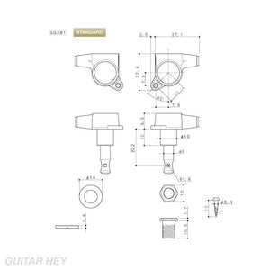 NEW Gotoh SG381-05P1 Tuning Keys Set L3+R3 Mini Tuners OVAL PEARLOID 3x3 - GOLD