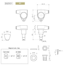 Load image into Gallery viewer, NEW Gotoh SG301-P4N MG LOCKING Tuning Keys w/ Keystone Buttons Set 3x3 - CHROME