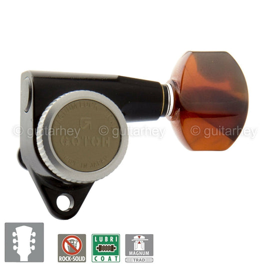 NEW Gotoh SG301 MGT Set L3+R3 TORTOISE Buttons Magnum Locking Trad 3x3 - BLACK